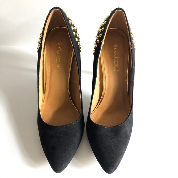 Shoe Dazzle Black & Gold Beaded Heels - Picture 7 of 8